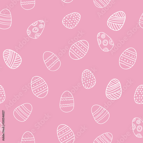 easter eggs seamless pattern hand drawn in doodle style.
