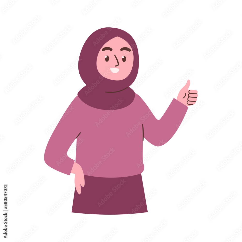 Muslim Woman with thumbs up finger Muslim Woman with thumbs up finger