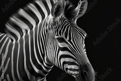 Beautiful Zebra Black And White Face. Generative AI