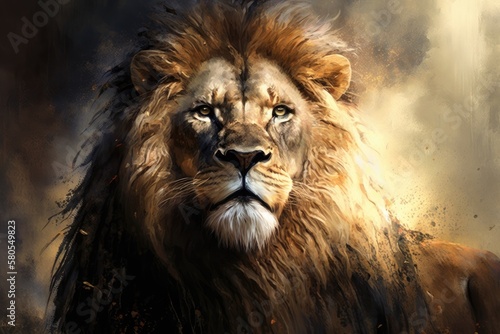 lion Aslan digital painting lion Aslan. Generative AI