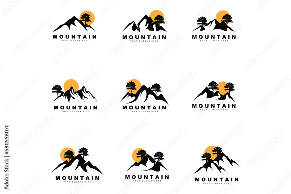 Mountain Logo Design, Vector Place For Nature Lovers Hiker