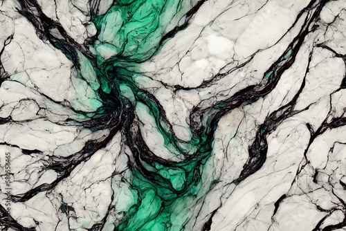 abstract black marble green malachite background with golden veins, japanese kintsugi technique, fake painted artificial stone texture, marbled surface, digital marbling illustration