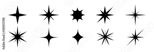Set sparkles star symbols vector. The set of original vector stars sparkle icon. Bright firework, decoration twinkle, shiny flash. Glowing light effect stars and bursts collection.
