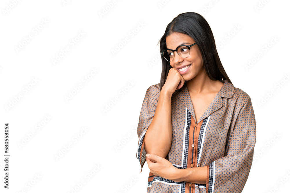 Young African American woman over isolated chroma key background with tired and bored expression Young African American woman over isolated chroma key background with tired and bored expression