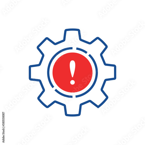 broken operation process icon with thin line gear. flat linear style trend modern logotype graphic stroke design web element isolated on white. concept of wrong support symbol or project solution sign