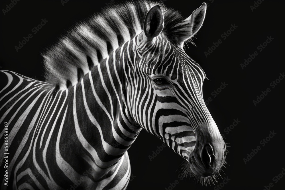 Fototapeta premium A picture of a black and white zebra. Generative AI