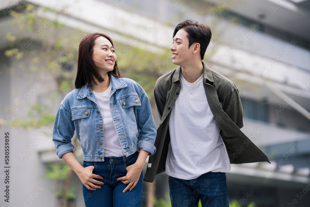 Photo of young Asian couple outdoor Photo of young Asian couple outdoor