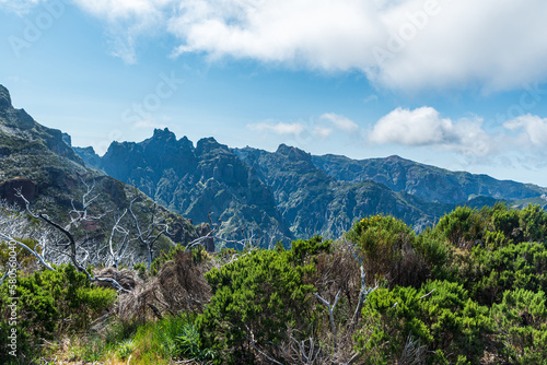 Pico do Areeiro, Pico das Torres and Pico do Cedro rocky hills in Madeira