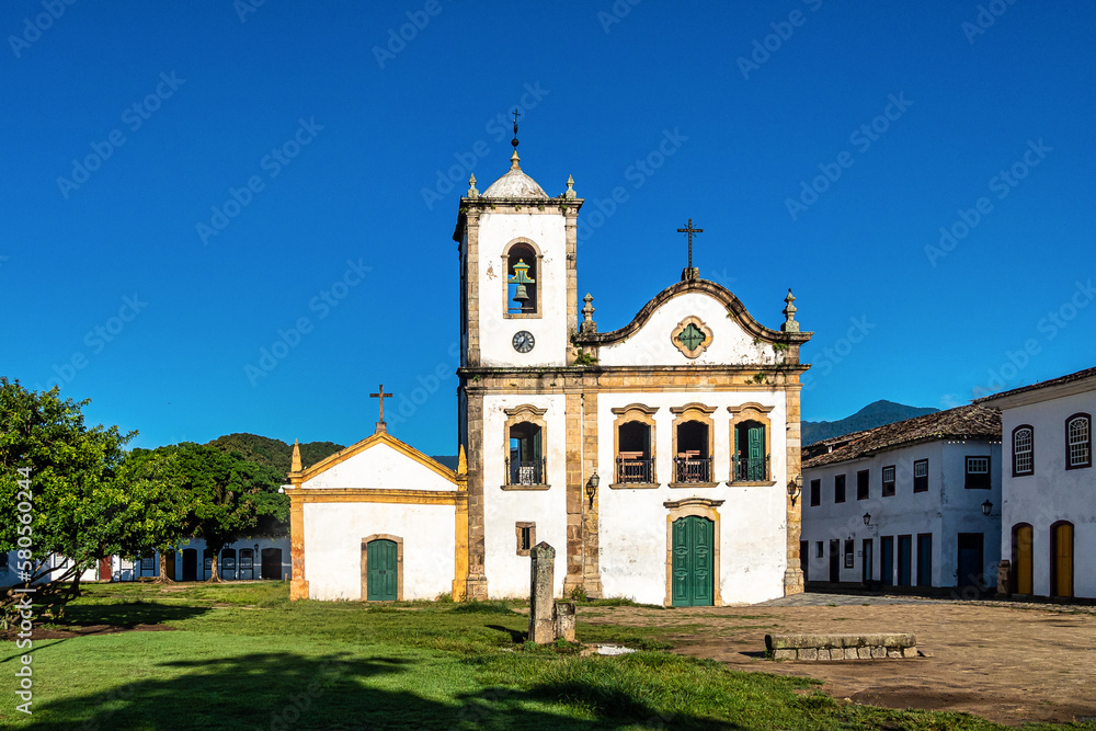 The Jesuit Baroque-Rococo style of the 18th century Church of Santa Rita in Paraty on Brazil's Costa Verde