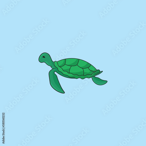 Turtle illustration design in green color.