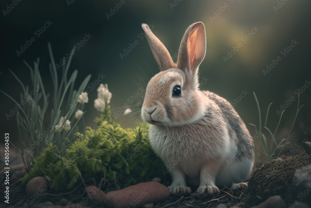 Obraz premium Rabbit, easter bunny, generative ai
