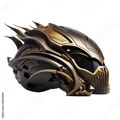 black gold futuristic helmet. Generative Ai