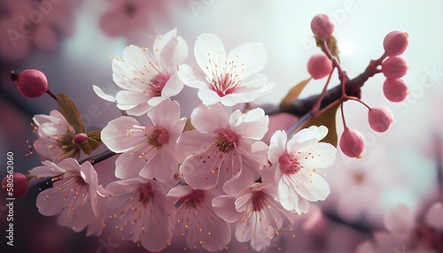  cherry flowers Generative AI photo