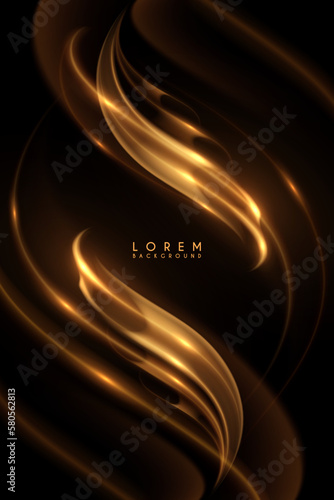 Abstract golden waved lines background