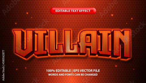 Villain text, editable 3d text effect style, futuristic neon glow effect, cartoon text style