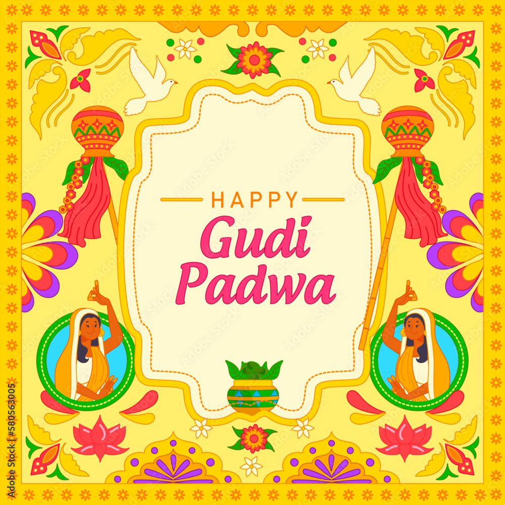 Fototapeta premium Illustration of Gudi Padwa