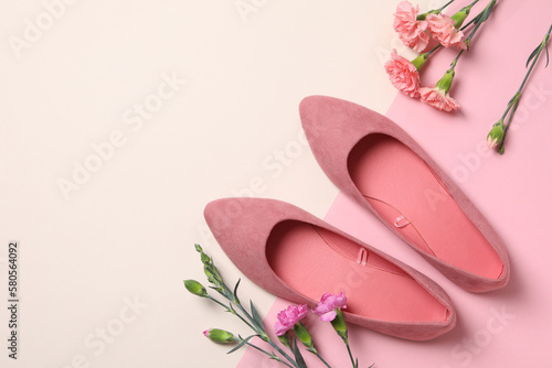 Fotografia Concept of shoes - female shoes, space for text