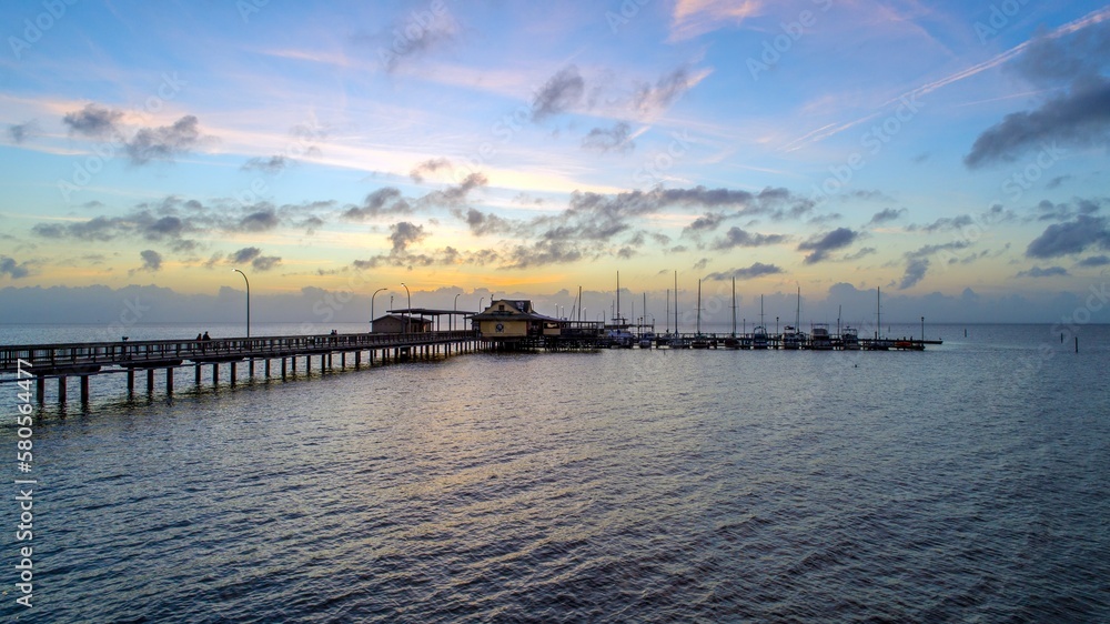The Fairhope Municipal Pier on Mobile Bay at sunset