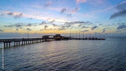 The Fairhope Municipal Pier on Mobile Bay at sunset