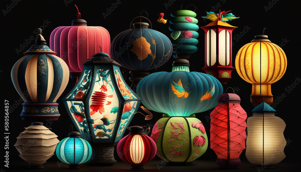 Vibrant Chinese Lanterns Lighting Up the Night