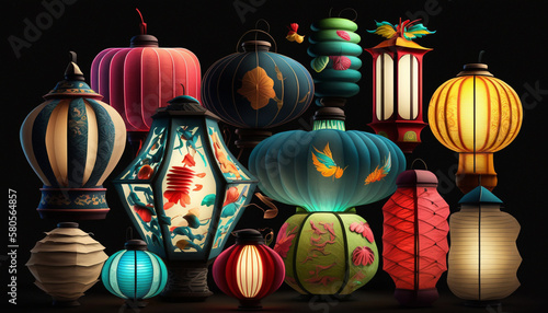 Vibrant Chinese Lanterns Lighting Up the Night