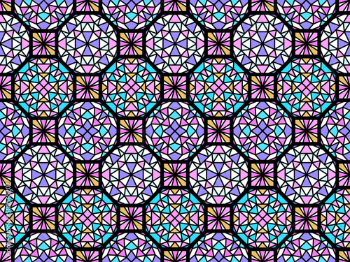 Vector illustration of stained-glass window ornamental eastern colorful arabic pattern