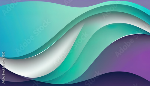 Summer waves, cool colorful abstract purple and turquoise teal waves, copy space, summer and spring feeling, good mood, background. Generative AI.