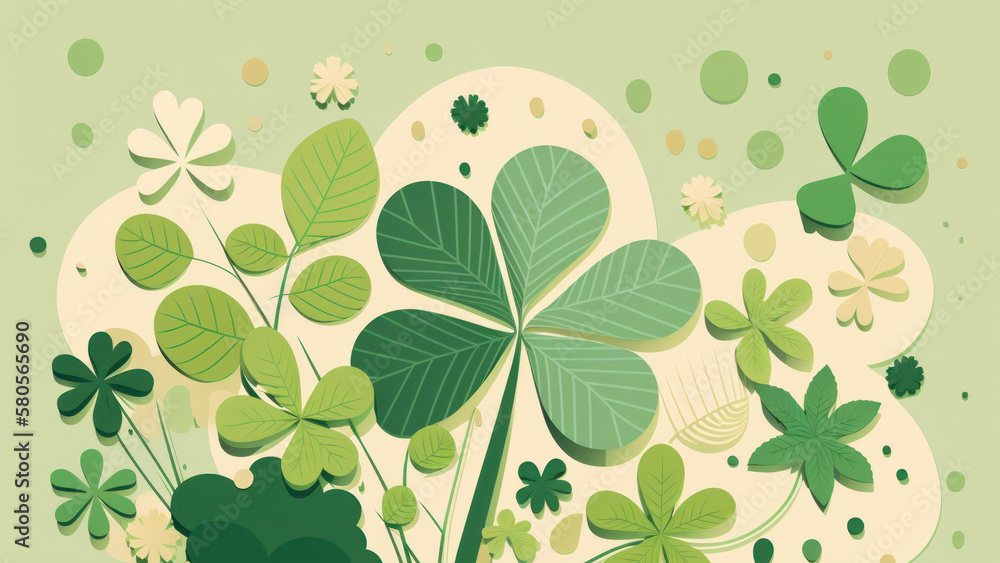 Cute illustration card wallpaper of saint Patrick's day design on pastel green background. Generative ai Cute illustration card wallpaper of saint Patrick's day design on pastel green background. Generative ai