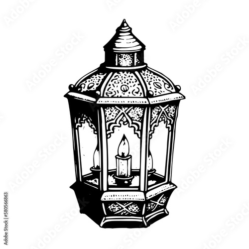 A sketch of a Ramadan lantern drawn by hand