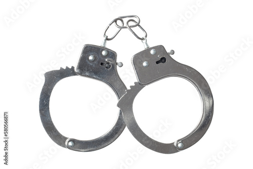 Metallic Handcuffs Isolated
