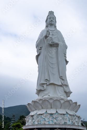 The tallest statue of Buddha in Vietnam. Guanyin Statue on Son Tra Peninsula in the central city of Da Nang