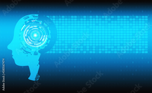 Ai robot of binary coding processing over blue background. online cyber security concept.Vector illustration