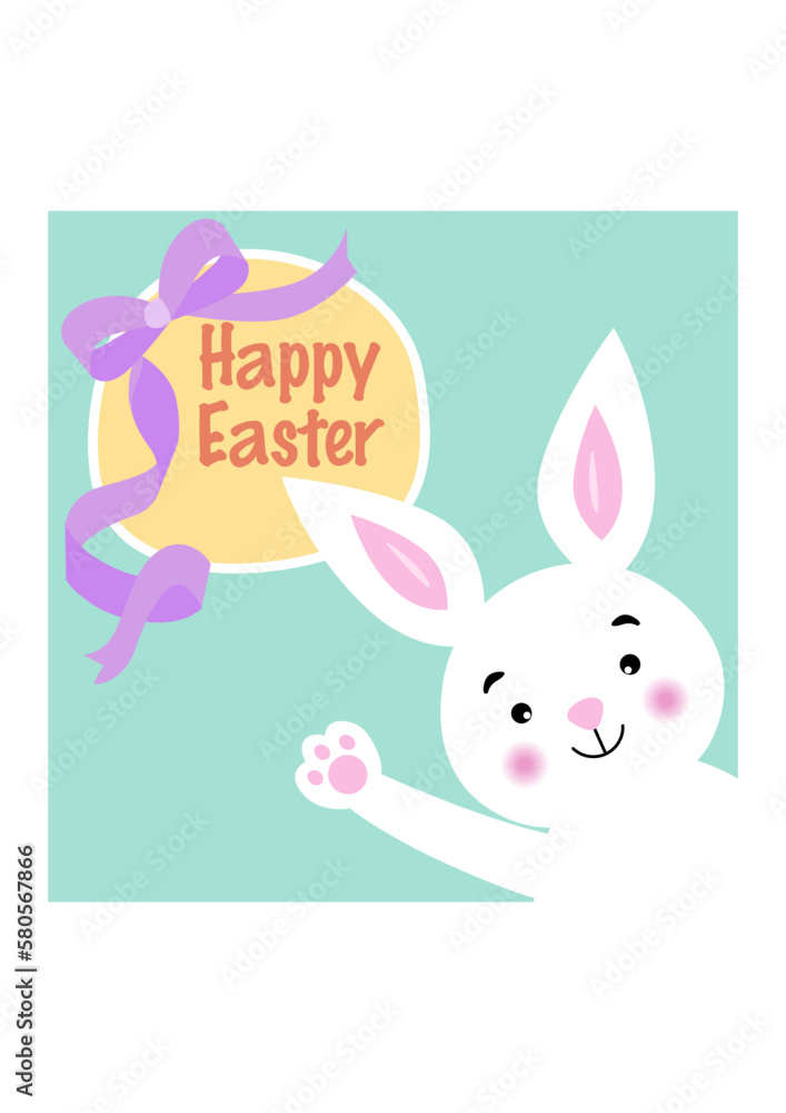 Happy Easter greeting card with friendly bunny Happy Easter greeting card with friendly bunny