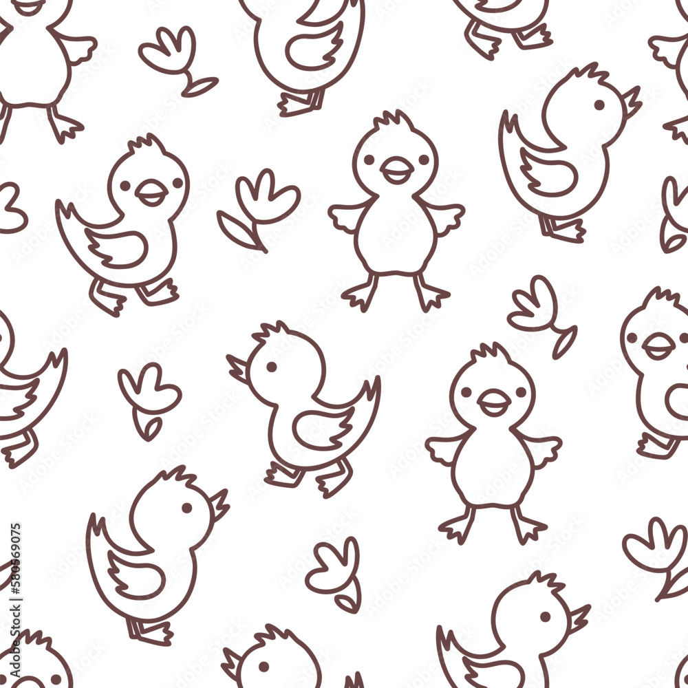 Seamless background with cute ducks Seamless background with cute ducks
