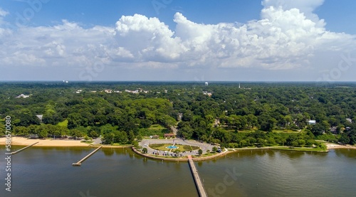 Aerial view of the Fairhope Pier on Mobile Bay