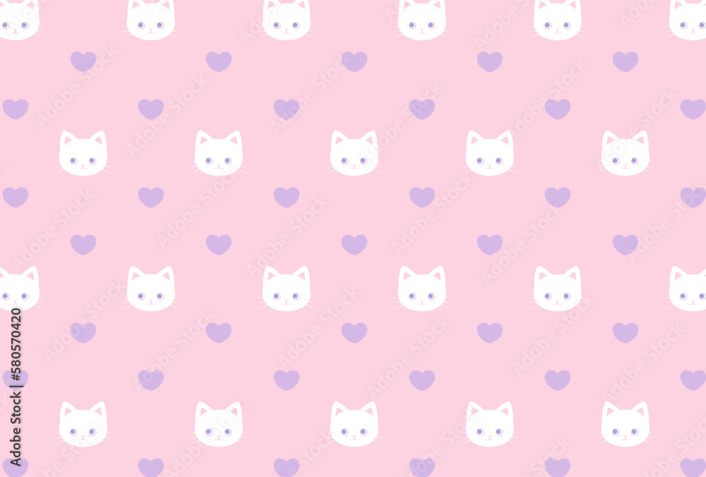 seamless pattern with cats and hearts for banners, cards, flyers, social media wallpapers, etc.