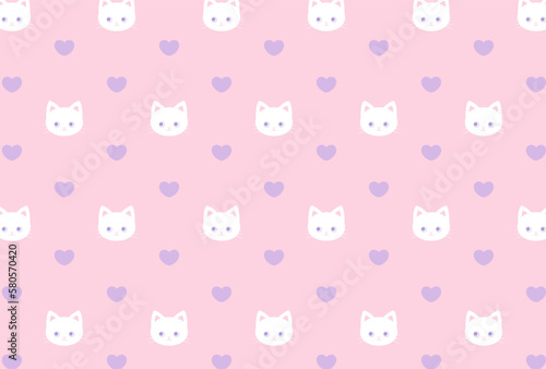 seamless pattern with cats and hearts for banners, cards, flyers, social media wallpapers, etc.