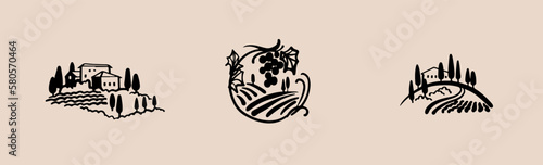Farm set of icon in vector. Vineyard vector logo design
