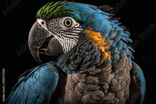 Wallpaper Mural Endangered Lear's macaw (Anodorhynchus leari) portrait. Generative AI Torontodigital.ca