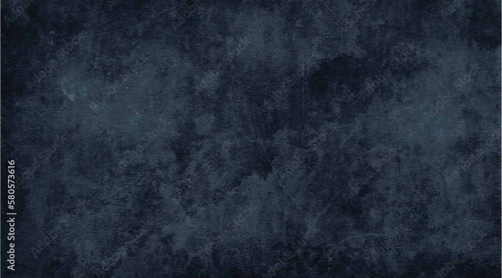 Fototapeta premium Background image of texture plaster on the wall in dark blue black tones in grunge style.