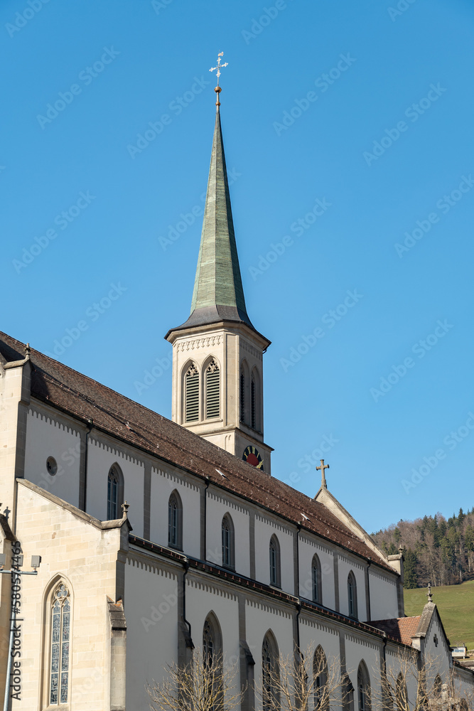 Catholic church in the center of Unteraegeri in Switzerland