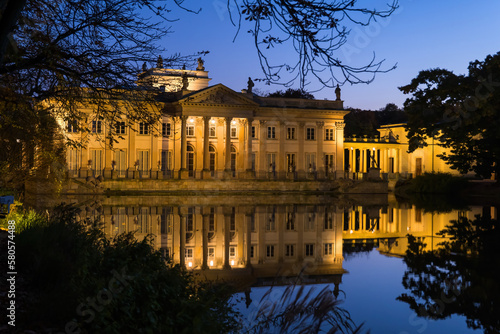 Palace In Royal Lazienki Park At Night In Warsaw, Poland