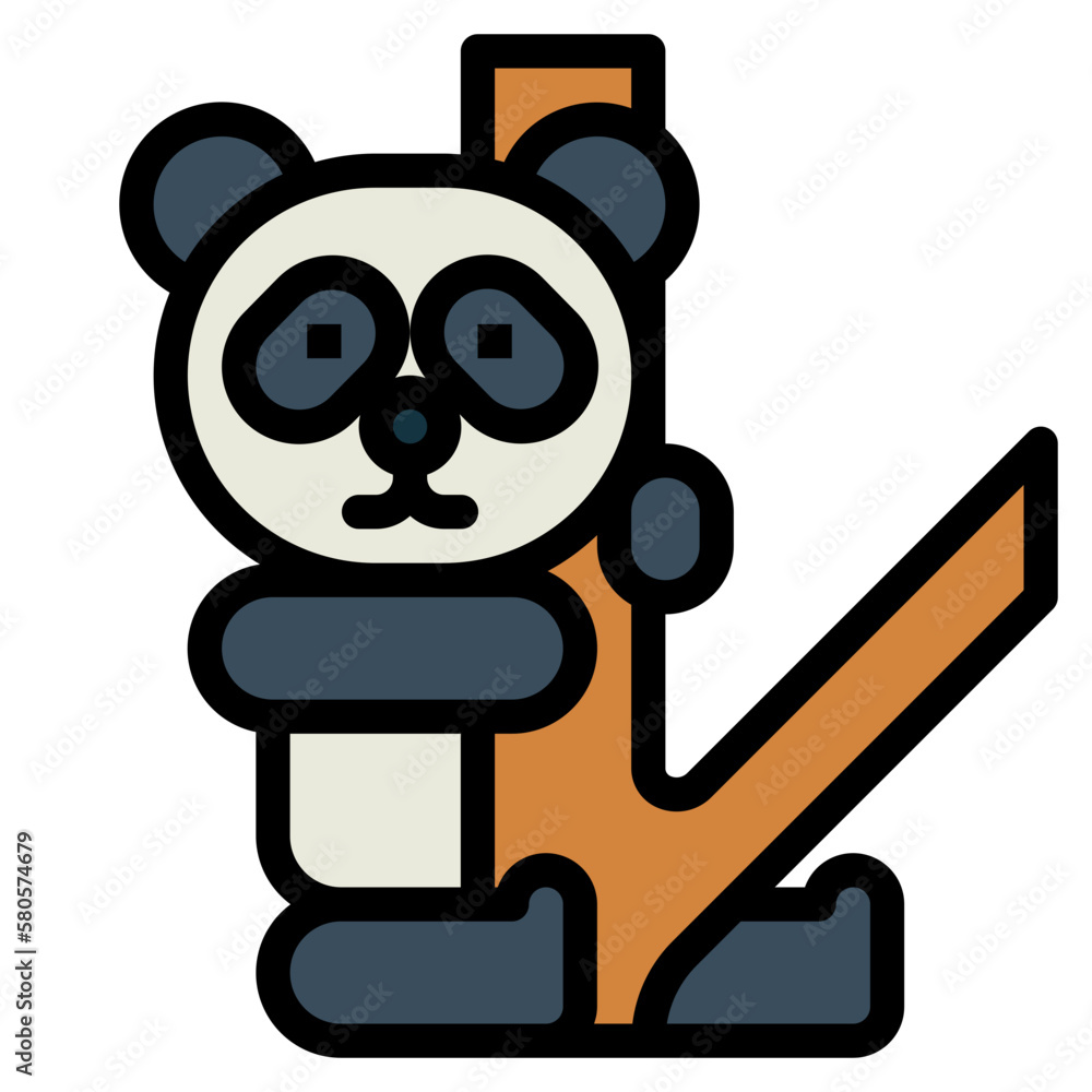 panda filled outline icon style panda filled outline icon style