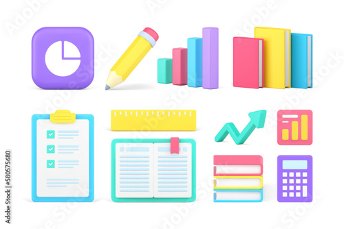 Business analyzing data financial accounting corporate statistic management set 3d icon vector