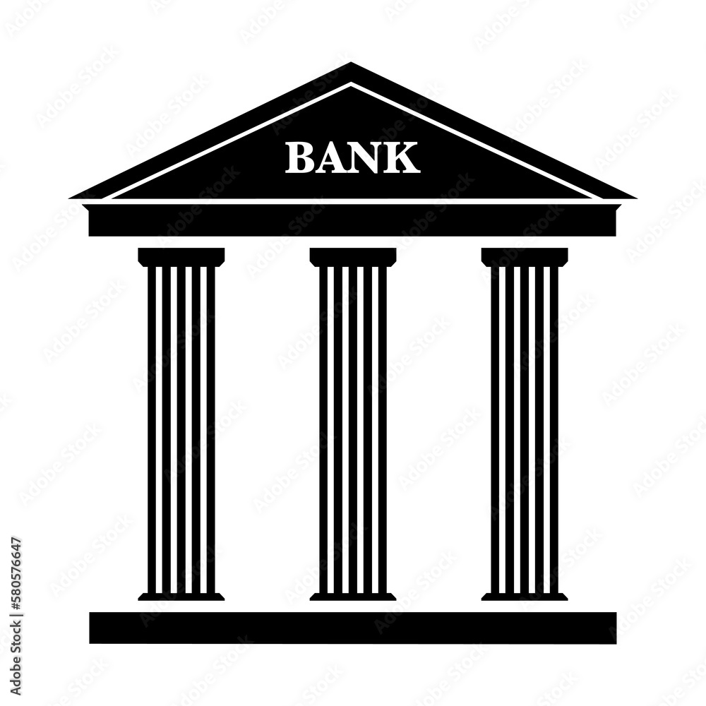 Bank icon in abstract vector illustration. Black color