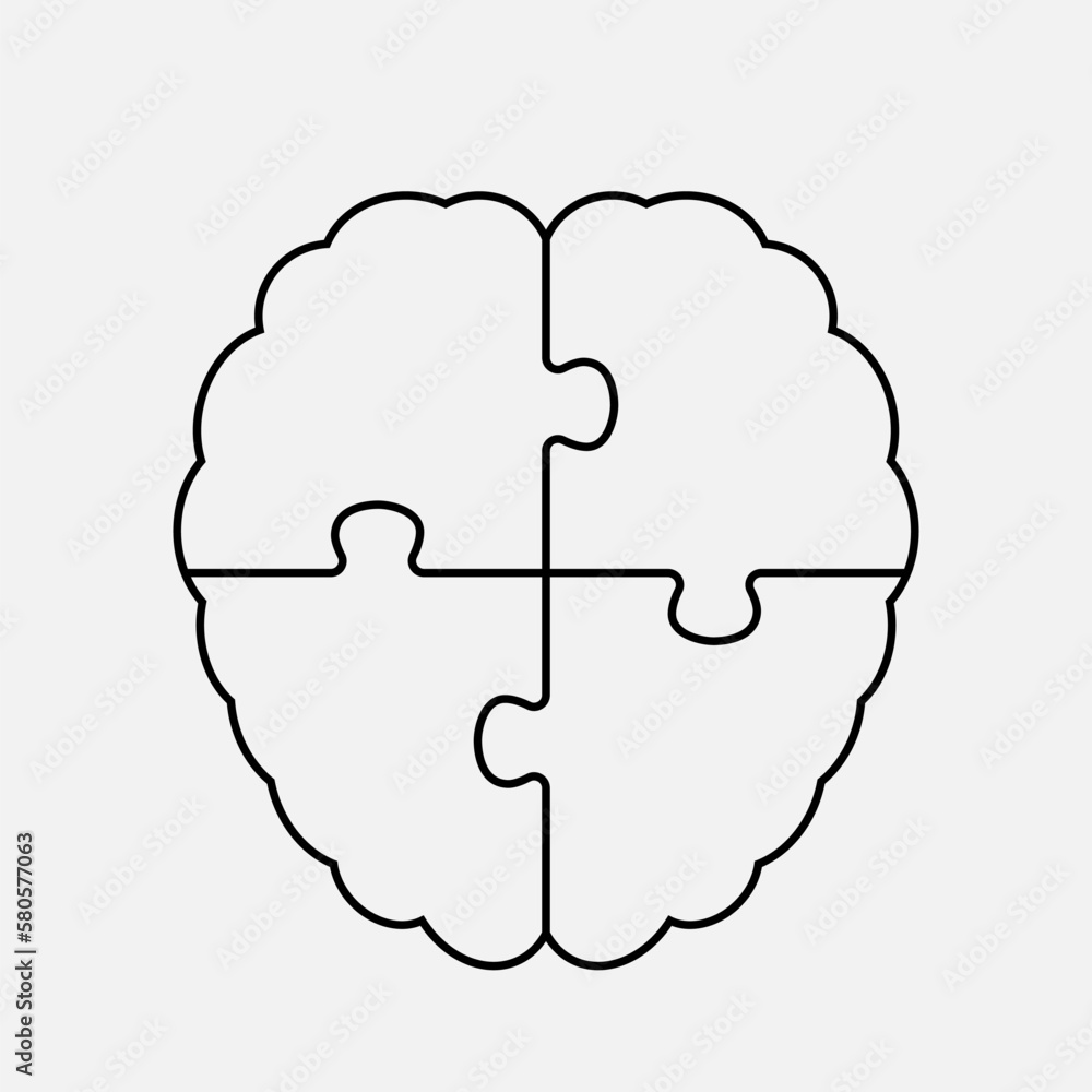 Diagram infographic for 4 steps, brain puzzle Diagram infographic for 4 steps, brain puzzle