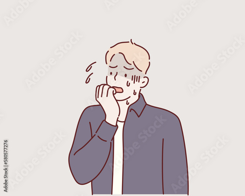 Shocked man. Hand drawn style vector design illustrations.