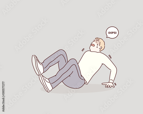 frightened man. Hand drawn style vector design illustrations.