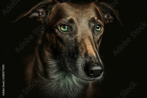 Podenko ibitsenko, ibisan greyhound, ibizan. Hunting dogs breed. A picture of a brown puppy with green eyes that look smart in the dark. Dogs of different breeds. stray dog was left behind. Animals ne photo