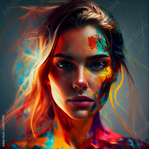 Woman artistic paint - AI generated image - Unrelated to real people